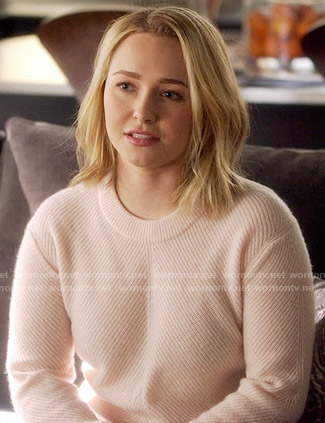 Juliette’s pink ribbed sweater on Nashville