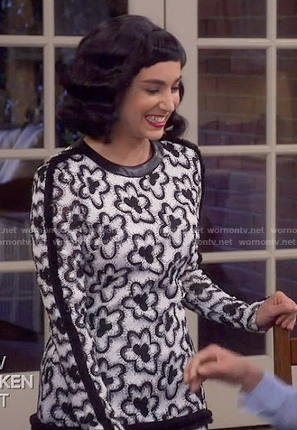 WornOnTV: Mandy's black and white floral long sleeve dress on Last