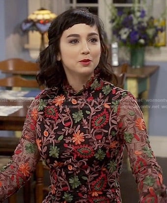 Mandy’s floral embroidered dress on Last Man Standing