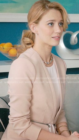 Petra’s blush zip-waist jacket on Jane the Virgin