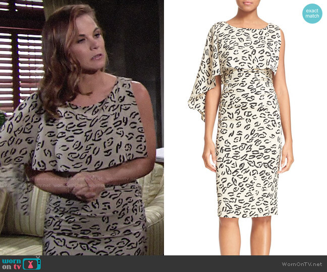 Tracy Reese Asymmetrical Print Stretch Silk Dress worn by Phyllis Newman (Gina Tognoni) on The Young and the Restless