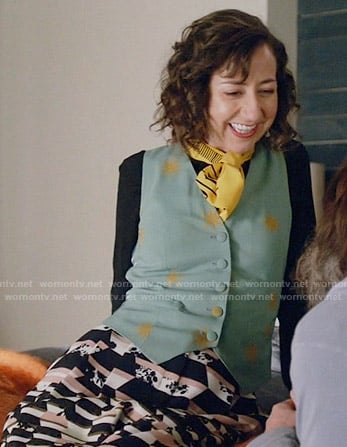 Carol’s measuring tape blouse and printed culottes on Last Man on Earth