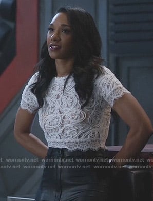 Iris’s white lace crop top on The Flash