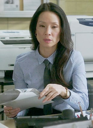 Joan’s blue stripe and dot shirt on Elementary