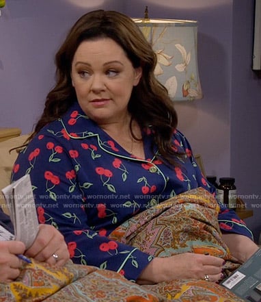 Molly’s cherry print pajamas on Mike and Molly