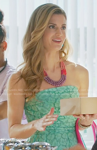 Paige’s mint green strapless lace dress on Royal Pains