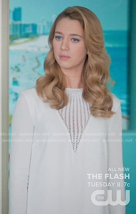 Petra’s white dress with triangle lace panel on Jane the Virgin