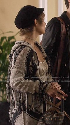 Scarlett’s fringed cardigan on Nashville