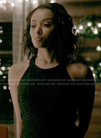 Bonnie’s black halterneck dress on The Vampire Diaries
