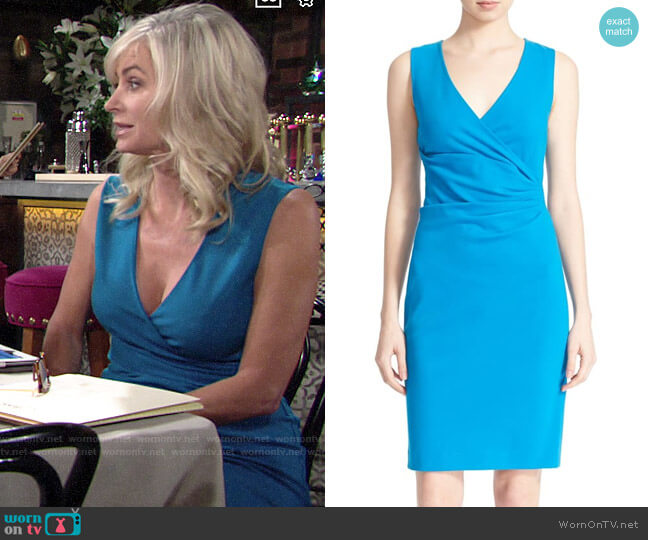 Diane von Furstenberg Layne Dress in Atlantis Blue worn by Ashley Abbott (Eileen Davidson) on The Young and the Restless
