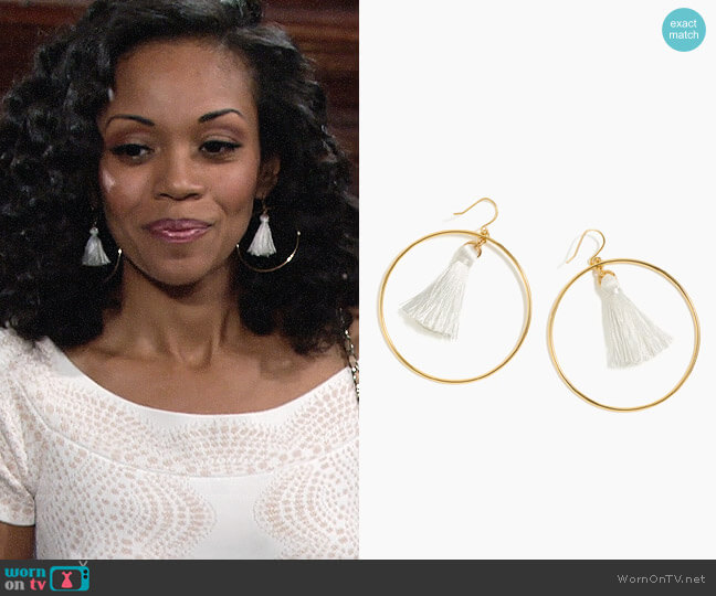 J.Crew Fringy Hoop Earrings worn by Hilary Curtis (Mishael Morgan) on The Young and the Restless