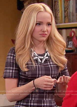 Liv’s black plaid short sleeve dress on Liv and Maddie