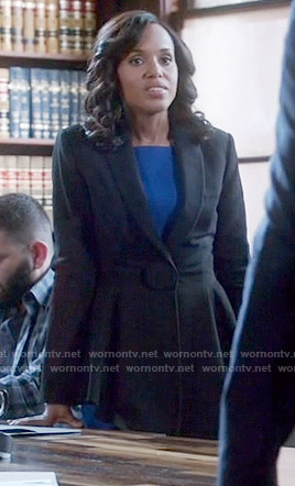 Olivia’s blue dress and black peplum jacket on Scandal