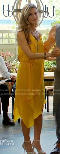 Paige’s yellow draped dress on Royal Pains