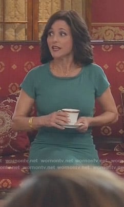 Selina’s green short sleeved dress on Veep