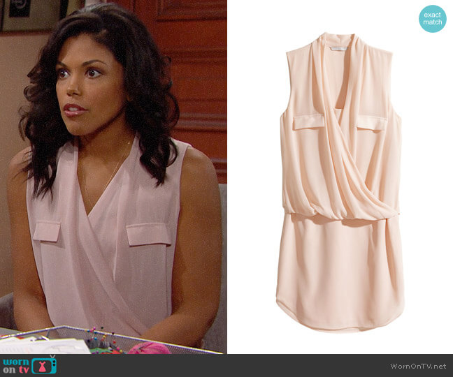 H&M Draped Dress in Powder Pink worn by Maya Avant (Karla Mosley) on The Bold and the Beautiful