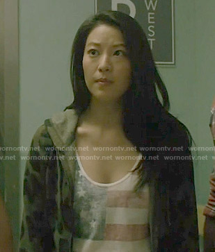 Kira’s USA flag top and leopard print hoodie on Teen Wolf