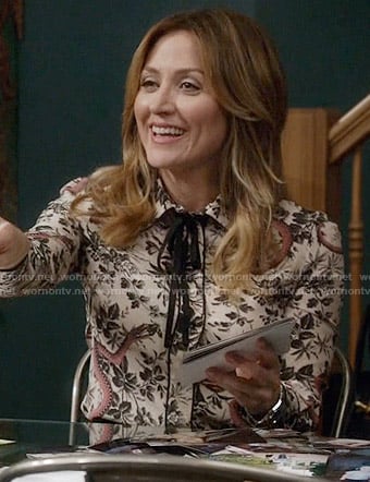 Maura’s snake and floral print blouse on Rizzoli and Isles
