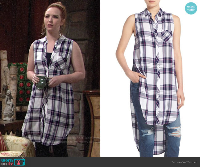 Rails Jordyn Sleeveless Tunic in White / Navy / Orchid worn by Mariah Copeland (Camryn Grimes) on The Young and the Restless