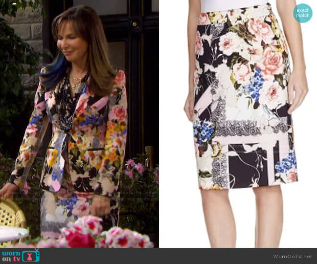Basler Floral Print Pencil Skirt worn by Kate Roberts (Lauren Koslow) on Days of our Lives