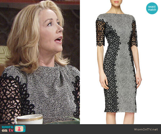 Lela Rose Lace-Detailed Speckled Dress worn by Nikki Reed Newman (Melody Thomas-Scott) on The Young and the Restless