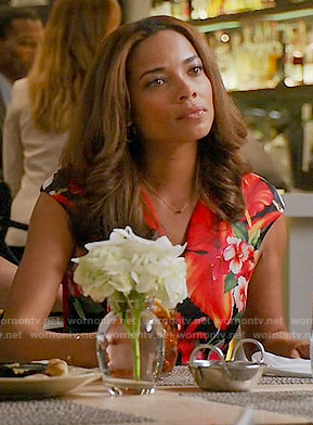 April’s red floral v-neck dress on Mistresses