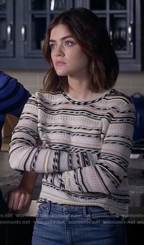 Aria’s striped sweater on Pretty Little Liars