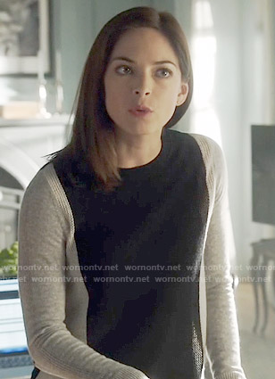 Cat’s colorblock sweater on Beauty and the Beast