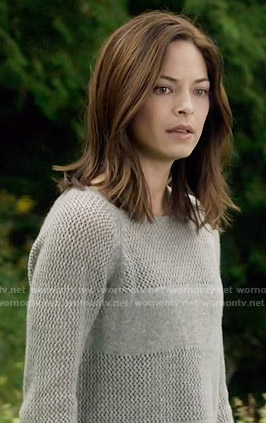 Cat’s grey knit panel sweater on Beauty and the Beast