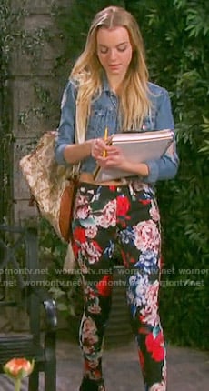Claire’s floral jeans and denim jacket on Days of our Lives