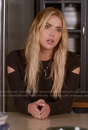 Hanna’s grey sweater with split sleeves on Pretty Little Liars