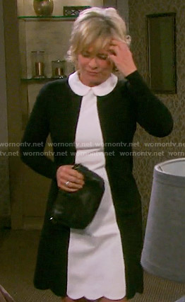 Kayla’s black and white collared colorblock dress on Days of our Lives