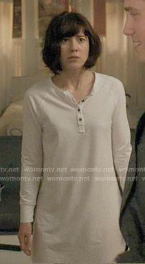 Laurel’s white henley sleepshirt on BrainDead