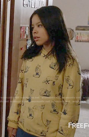 Mariana’s yellow fox print sweatshirt on The Fosters