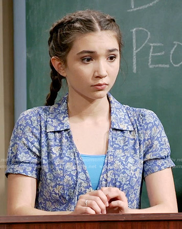 Riley’s blue floral short sleeved dress on Girl Meets World
