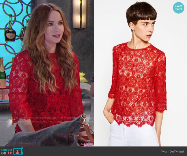 Zara Lace Top worn by Mariah Copeland (Camryn Grimes) on The Young and the Restless