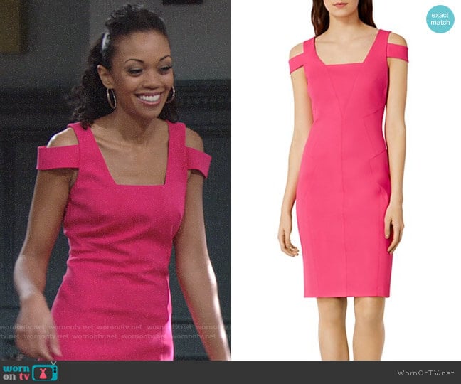 Karen Millen Cold Shoulder Pencil Dress worn by Hilary Curtis (Mishael Morgan) on The Young and the Restless