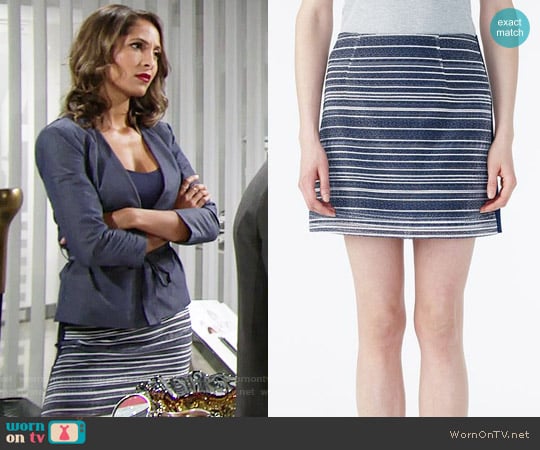 Armani Exchange Tweed Front Mini Skirt worn by Lily Winters (Christel Khalil) on The Young and the Restless