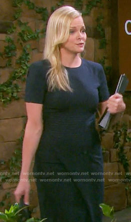 Belle’s pinstriped dress on Days of our Lives