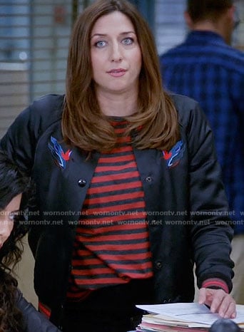 Gina’s embroidered bomber jacket on Brooklyn Nine-Nine