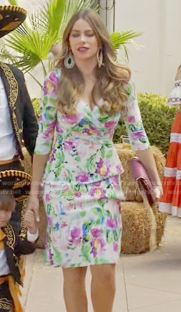 Gloria’s pink and green floral dress on Modern Family