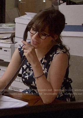 Jess’s butterfly print dress on New Girl