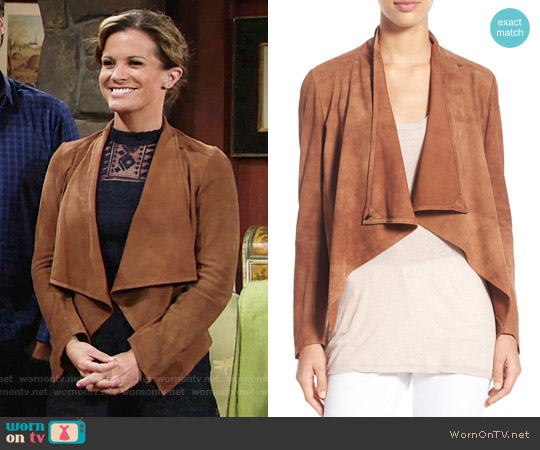 LaMarque Madison Drape Front Suede Jacket worn by Chelsea Lawson (Melissa Claire Egan) on The Young and the Restless