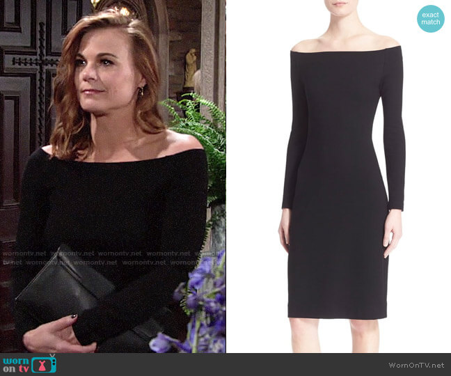 LAgence Off the Shoulder Sheath Dress worn by Phyllis Newman (Gina Tognoni) on The Young and the Restless