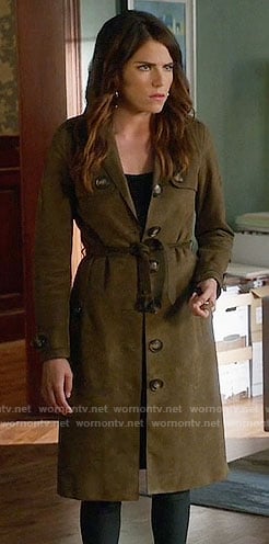 Laurel’s suede trench coat on How to Get Away with Murder