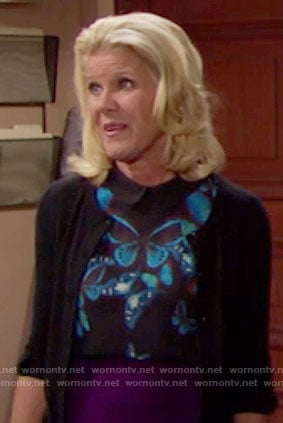 Pam’s butterfly print top on The Bold and the Beautiful