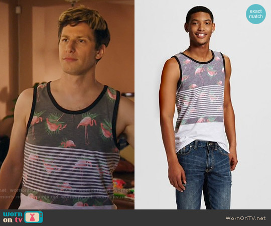 Flamingo Print Tank Top in Ocean Current from Target worn by Jake Peralta (Andy Samberg) on Brooklyn Nine-Nine
