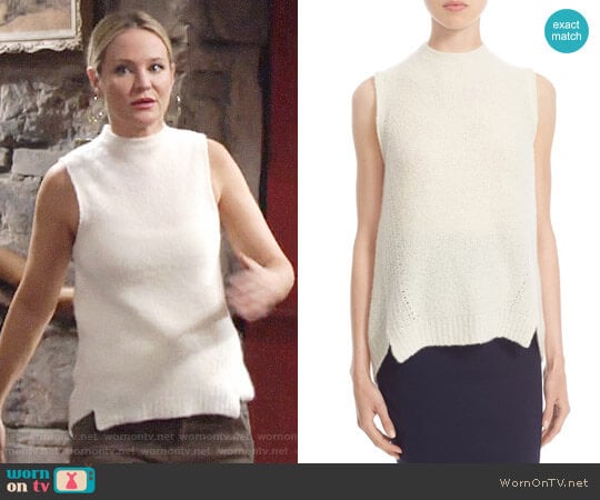 Milly Cloud Cashmere Blend Sleeveless Sweater worn by Sharon Newman (Sharon Case) on The Young and the Restless