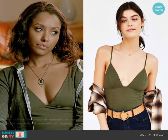 Out From Under Triangle Bodysuit worn by Bonnie Bennett (Kat Graham) on The Vampire Diaries