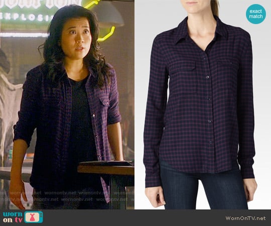 Paige Trudy Shirt in Kinsley Velvet Plum / Dark Shadow worn by Happy Quinn (Jadyn Wong) on Scorpion